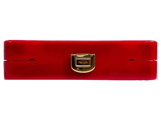 Prada Borsa a tracolla cross body trunk con catena robot in acrilico Cupid Trick Rosso - vista 10