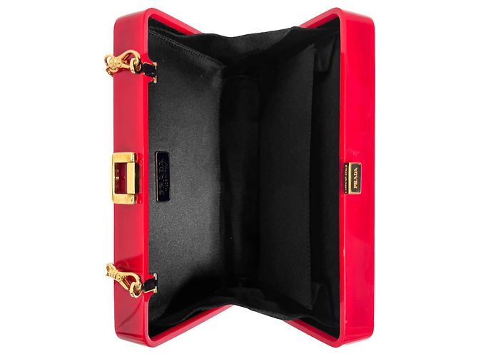 Prada Borsa a tracolla cross body trunk con catena robot in acrilico Cupid Trick Rosso - vista 12