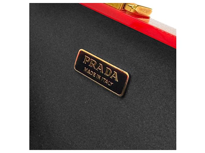 Prada Borsa a tracolla cross body trunk con catena robot in acrilico Cupid Trick Rosso - vista 13
