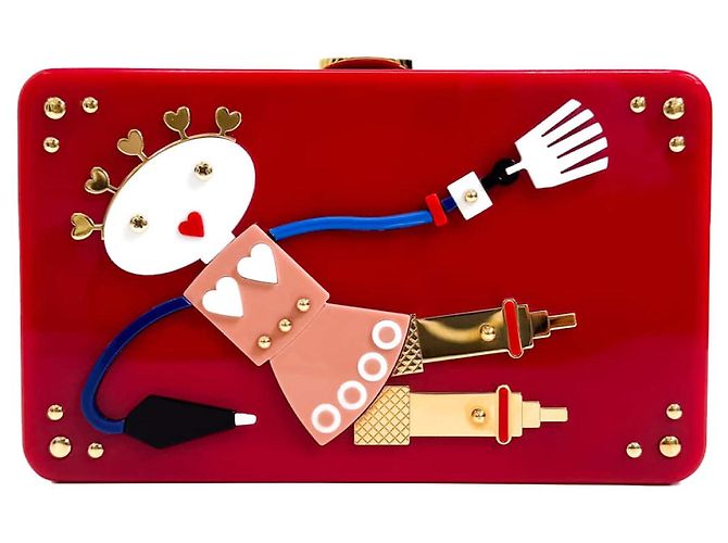 Prada Borsa a tracolla cross body trunk con catena robot in acrilico Cupid Trick Rosso - vista 2