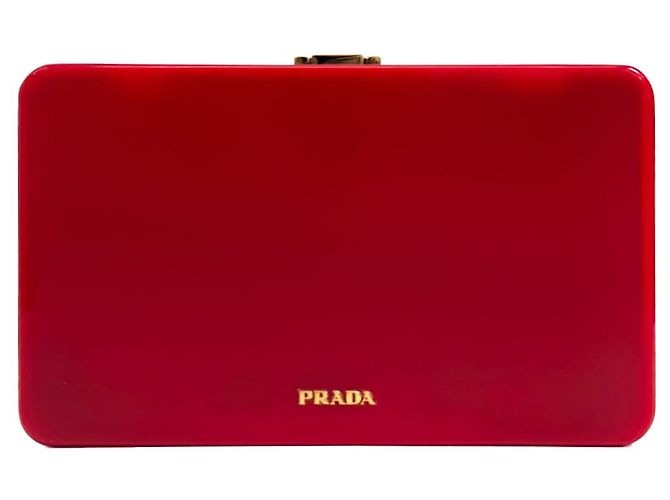 Prada Borsa a tracolla cross body trunk con catena robot in acrilico Cupid Trick Rosso - vista 8