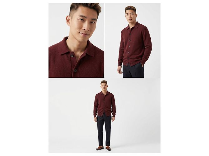 Brunello Cucinelli Strickjacke aus Kaschmir in Burgunderrot - Ansicht 4
