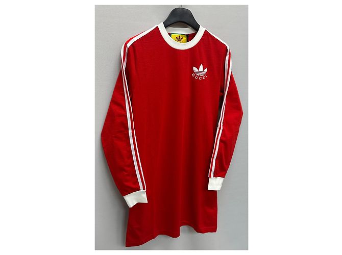 Vestido camiseta de jersey de algodón Gucci Adidas Roja - vista 2