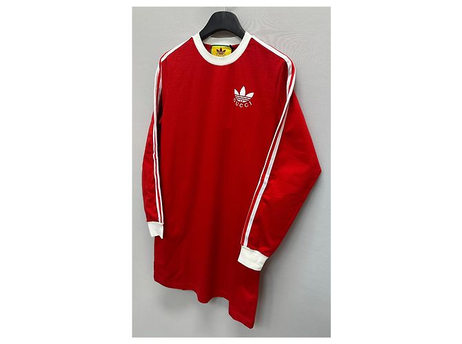 Vestido camiseta de jersey de algodón Gucci Adidas Roja - vista 3