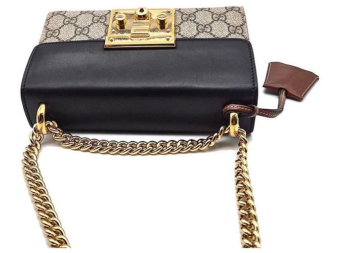 Gucci Borsa a Spalla Supreme Padlock Small Nero - vista 6