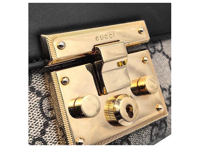 Gucci Borsa a Spalla Supreme Padlock Small Nero - vista 8