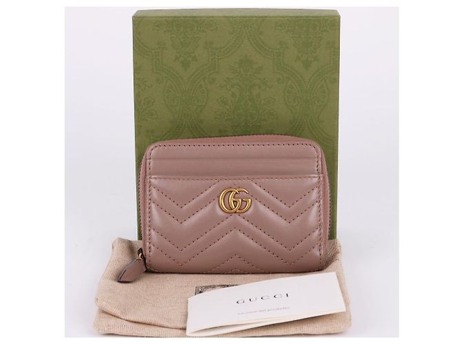 Gucci Marmont Kartenetui Hellbeige mit Goldton Braun - Ansicht 10