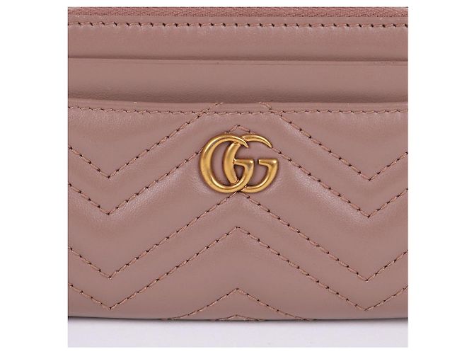 Gucci Marmont Kartenetui Hellbeige mit Goldton Braun - Ansicht 2