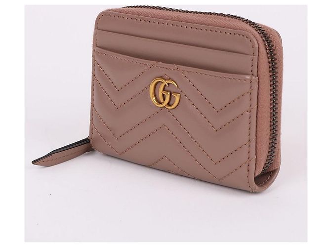 Gucci Marmont Kartenetui Hellbeige mit Goldton Braun - Ansicht 3
