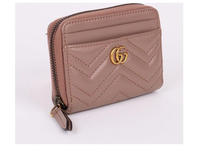 Gucci Marmont Kartenetui Hellbeige mit Goldton Braun - Ansicht 4