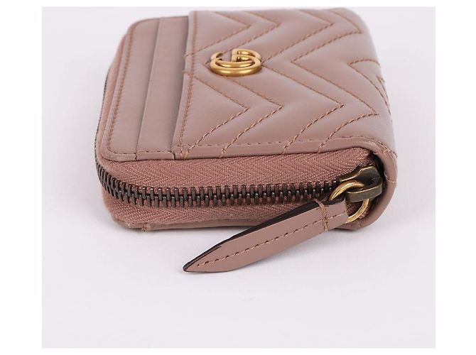 Gucci Marmont Kartenetui Hellbeige mit Goldton Braun - Ansicht 6