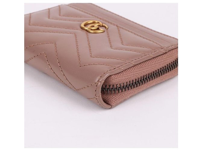 Gucci Marmont Kartenetui Hellbeige mit Goldton Braun - Ansicht 8