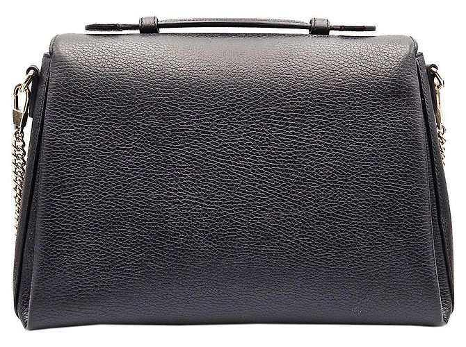 Gucci Borsa a manico superiore con logo GG Interlocking in pelle nera e catena grande Nero - vista 5