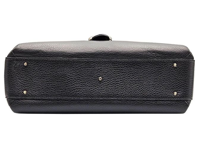 Gucci Borsa a manico superiore con logo GG Interlocking in pelle nera e catena grande Nero - vista 7