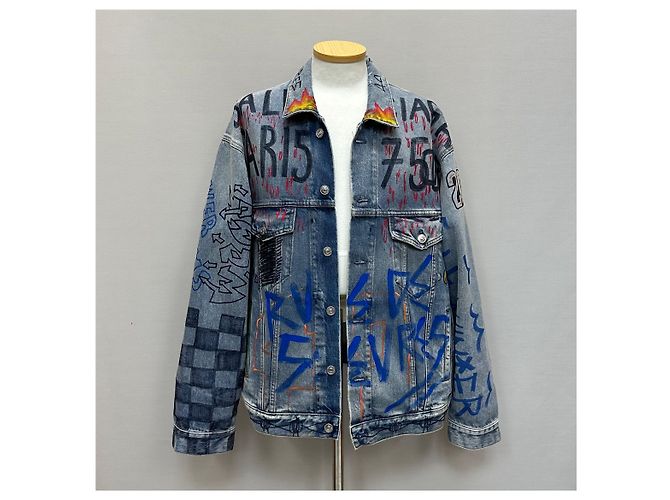 Balenciaga Oversized Denim-Jacke mit Grafikdesign Mehrfarben - Ansicht 2