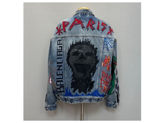 Balenciaga Oversized Denim-Jacke mit Grafikdesign Mehrfarben - Ansicht 3
