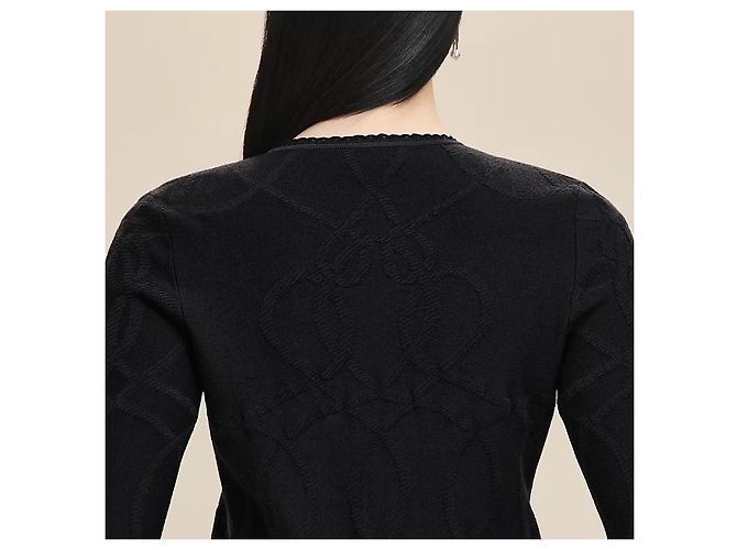 Hermès Leichter Kurzarm-Cardigan für Damen Noir Mehrfarben - Ansicht 5