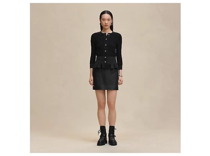 Hermès Leichter Kurzarm-Cardigan für Damen Noir Mehrfarben - Ansicht 6