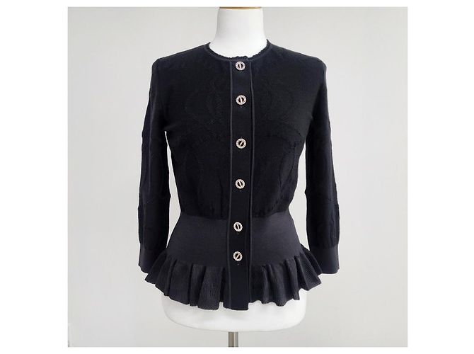 Hermès Leichter Kurzarm-Cardigan für Damen Noir Mehrfarben - Ansicht 7