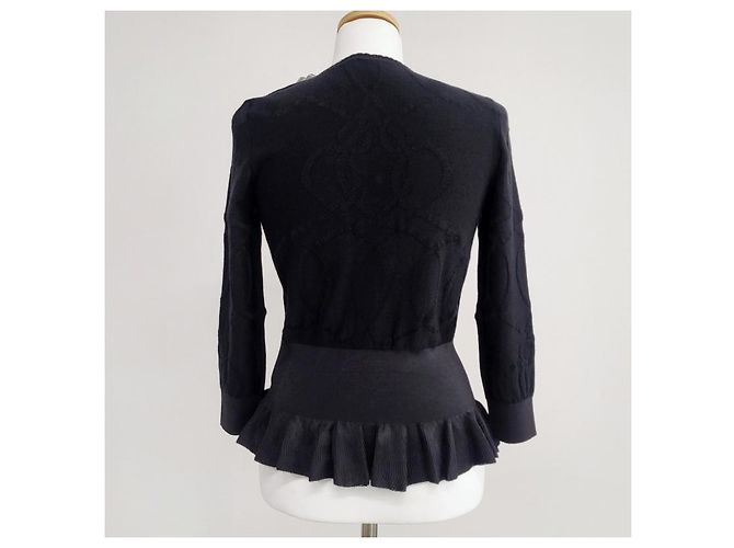 Hermès Leichter Kurzarm-Cardigan für Damen Noir Mehrfarben - Ansicht 8