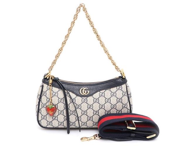Gucci Borsa a tracolla e borsa a spalla GG Supreme Ophidia Small con catena dorata Blu - vista 10