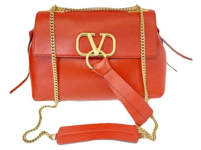 Valentino Schultertasche mit Ringkette in Rot - Ansicht 8