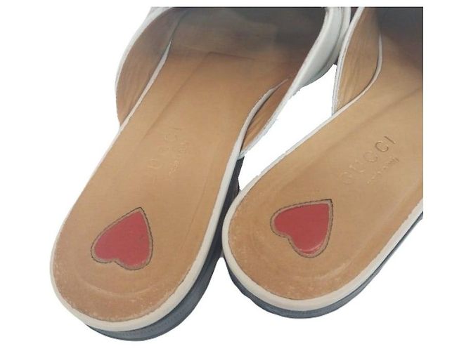 Gucci Mule PEYTON in pelle bianca con banda Web GG da donna Bianco - vista 3