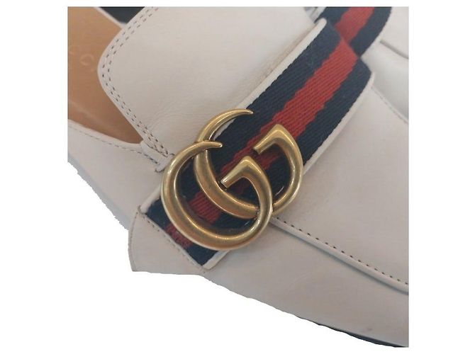 Gucci Mule PEYTON in pelle bianca con banda Web GG da donna Bianco - vista 5