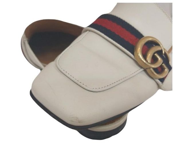 Gucci Mule PEYTON in pelle bianca con banda Web GG da donna Bianco - vista 7