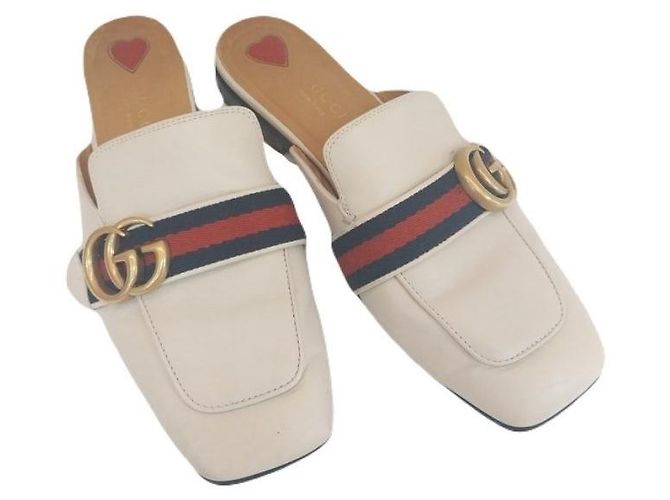 Gucci Mule PEYTON in pelle bianca con banda Web GG da donna Bianco - vista 8