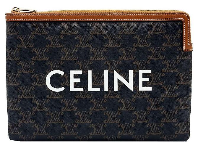 Céline Clutch Pouch Small in Canvas Triomphe Nero - vista 2