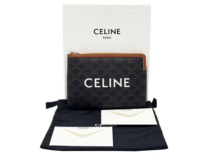Céline Clutch Pouch Small in Canvas Triomphe Nero - vista 3