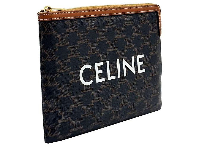 Céline Clutch Pouch Small in Canvas Triomphe Nero - vista 4