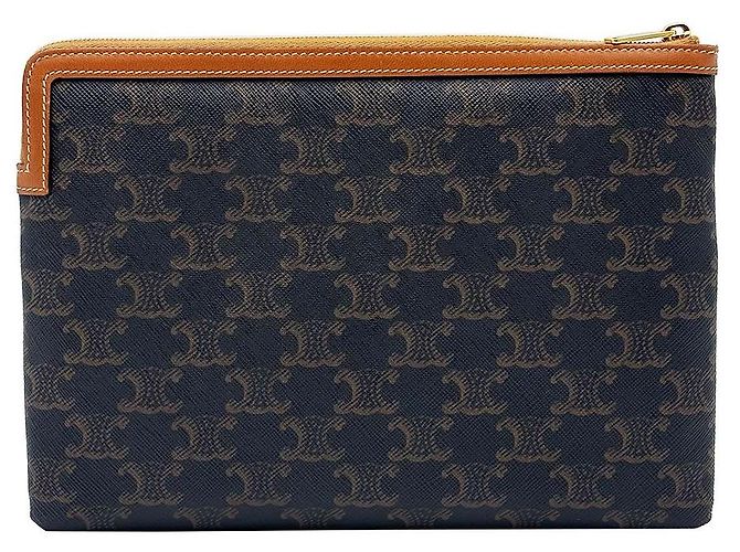 Céline Clutch Pouch Small in Canvas Triomphe Nero - vista 5