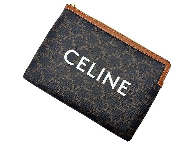Céline Clutch Pouch Small in Canvas Triomphe Nero - vista 6