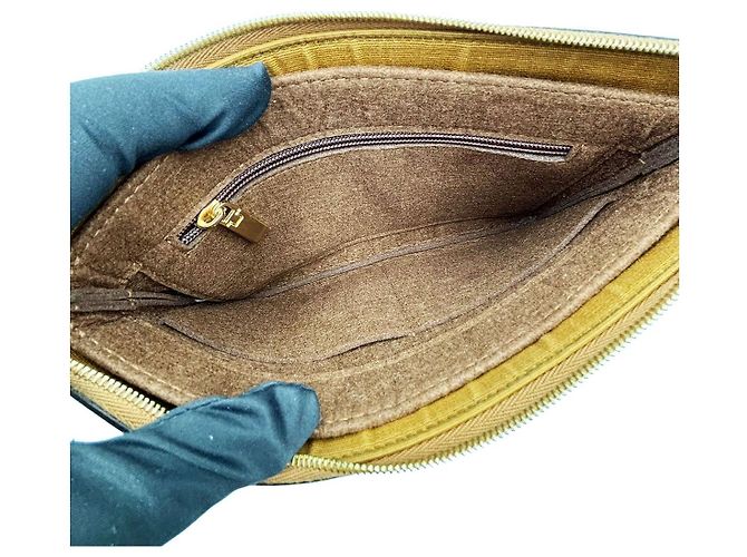 Céline Clutch Pouch Small in Canvas Triomphe Nero - vista 7