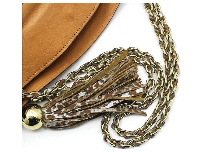 Mulberry Borsa a tracolla con catena e nappa leopardata in pelle marrone - vista 4