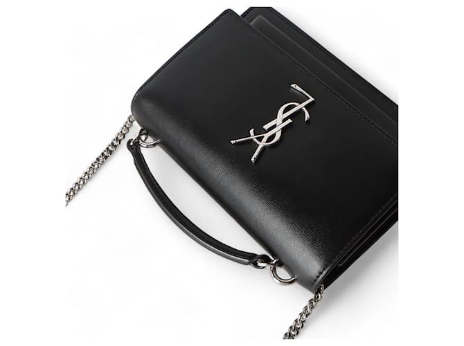 Saint Laurent Mini borsa a tracolla Monogram Sunset Chain Nero - vista 4