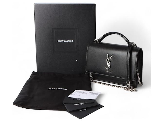 Saint Laurent Mini borsa a tracolla Monogram Sunset Chain Nero - vista 8