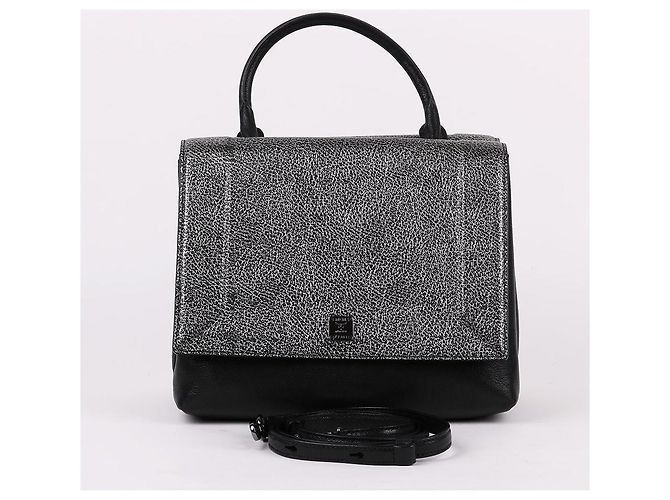 MCM Bicolor Medium Top Handle Shoulder Bag Black - view 2