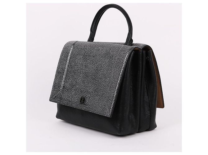 MCM Bicolor Medium Top Handle Shoulder Bag Black - view 4