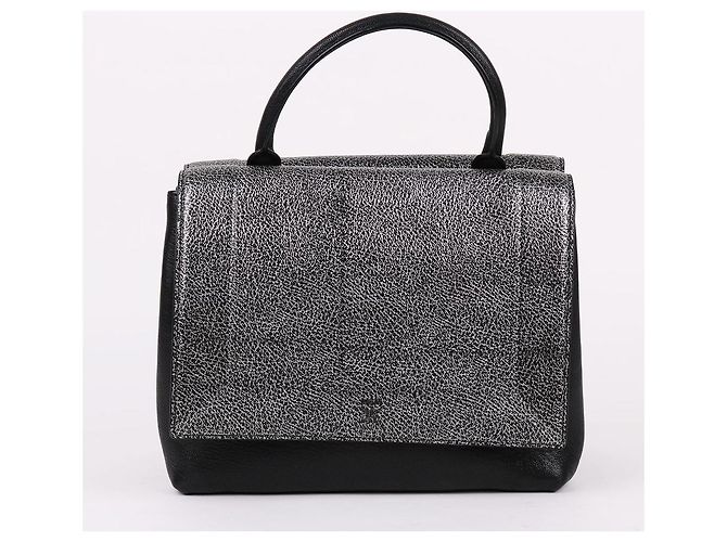 MCM Bicolor Medium Top Handle Shoulder Bag Black - view 6