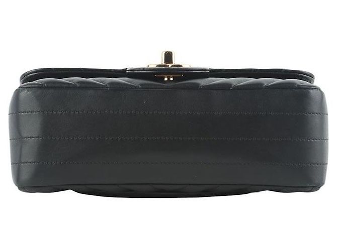 Chanel Mini borsa a tracolla Classic Chevron in agnello con finiture dorate Nero - vista 6