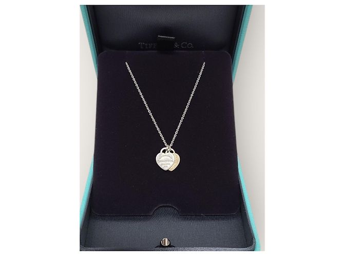 Tiffany & Co Mini collana con pendente a doppio cuore in argento e oro rosa - vista 4