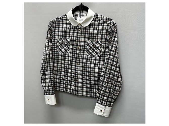 Céline Camicia corta in seta a quadri Multicolore - vista 4
