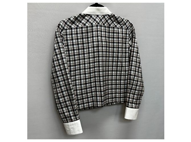 Céline Camicia corta in seta a quadri Multicolore - vista 7