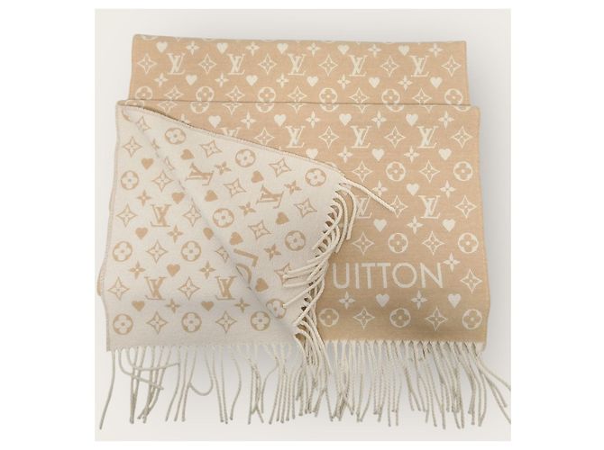 Louis Vuitton Sciarpa in cashmere Game On Monogram beige Dune Marrone - vista 5