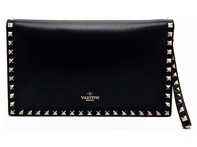 Valentino Clutch Rockstud Flap Nero - vista 3