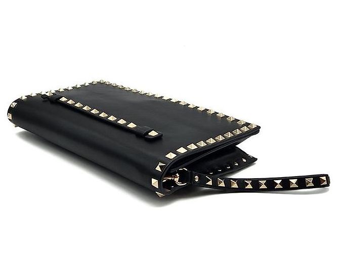 Valentino Clutch Rockstud Flap Nero - vista 4