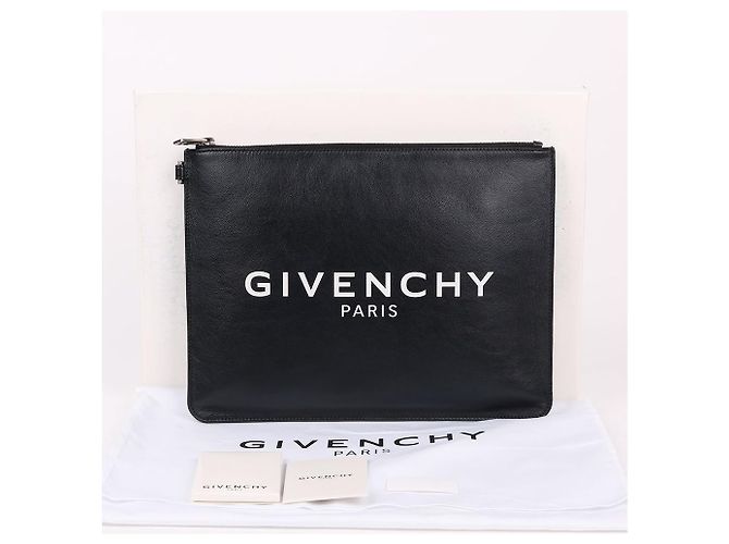 Givenchy Clutch Media Nera con Logo Stampato Nero - vista 10